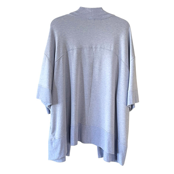 ATHLETA Lotus Wrap Size L/XL Heather Blue Short Sleeve Open Front Comfy Cardigan - Picture 8 of 9